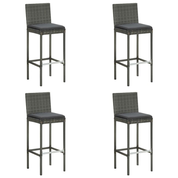 Conjunto de bar para jardín 5 pzas ratán sintético gris cojines Conjunto de bar para jardín 5 pzas ratán sintético gris cojines