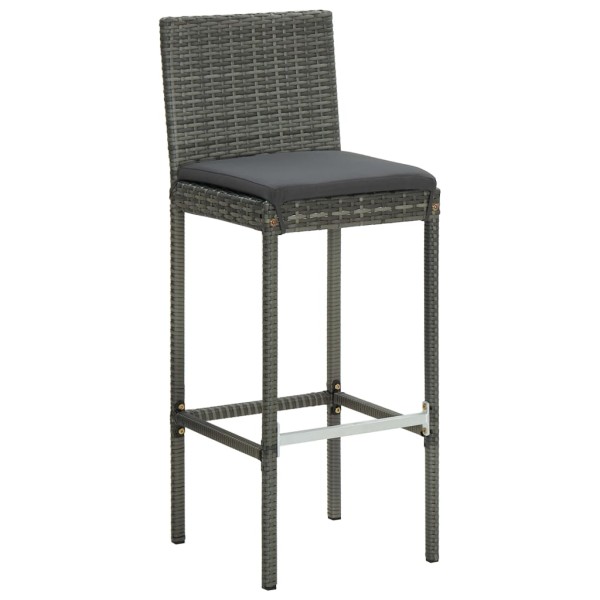 Conjunto de bar para jardín 5 pzas ratán sintético gris cojines Conjunto de bar para jardín 5 pzas ratán sintético gris cojines