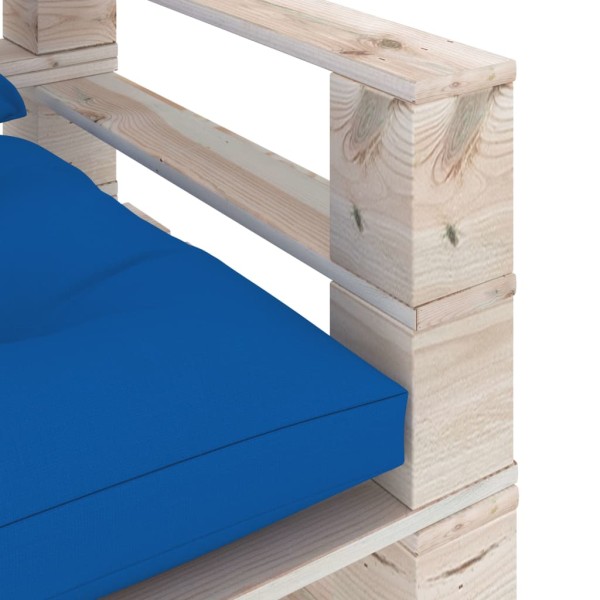 Sofá de palets de jardín con cojines azul royal madera de pino Sofá de palets de jardín con cojines azul royal madera de pino