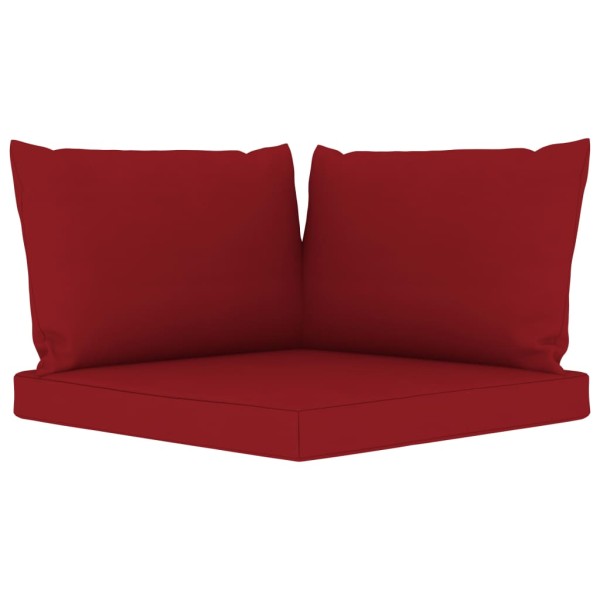 Juego de muebles de jardín 5 piezas con cojines rojo tinto