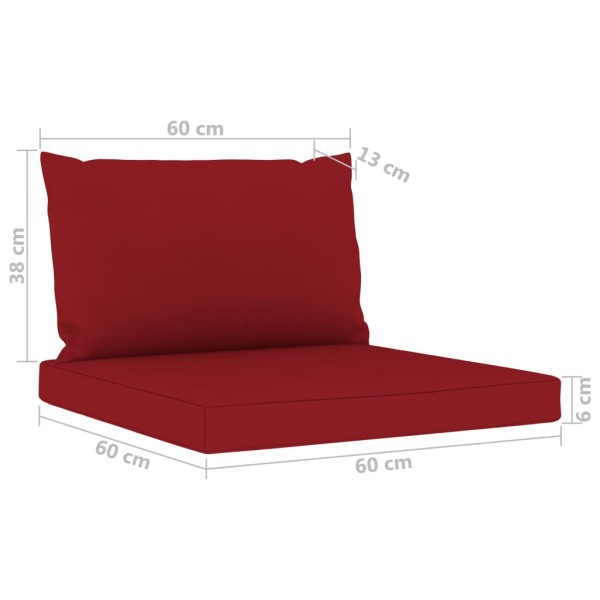 Juego de muebles de jardín 5 piezas con cojines rojo tinto