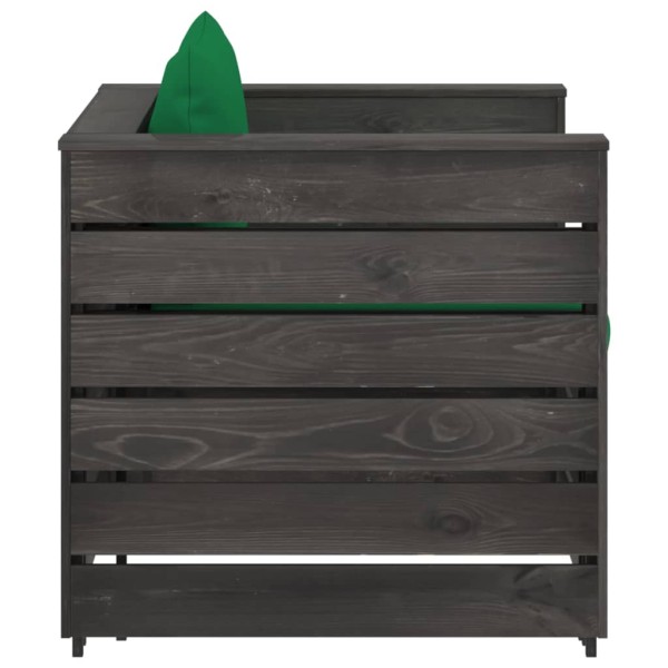 Muebles de jardín 2 piezas con cojines madera impregnada gris Muebles de jardín 2 piezas con cojines madera impregnada gris
