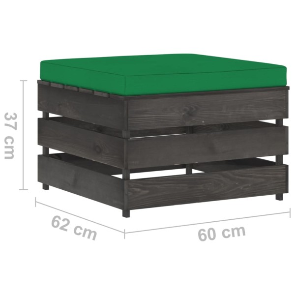 Muebles de jardín 2 piezas con cojines madera impregnada gris Muebles de jardín 2 piezas con cojines madera impregnada gris