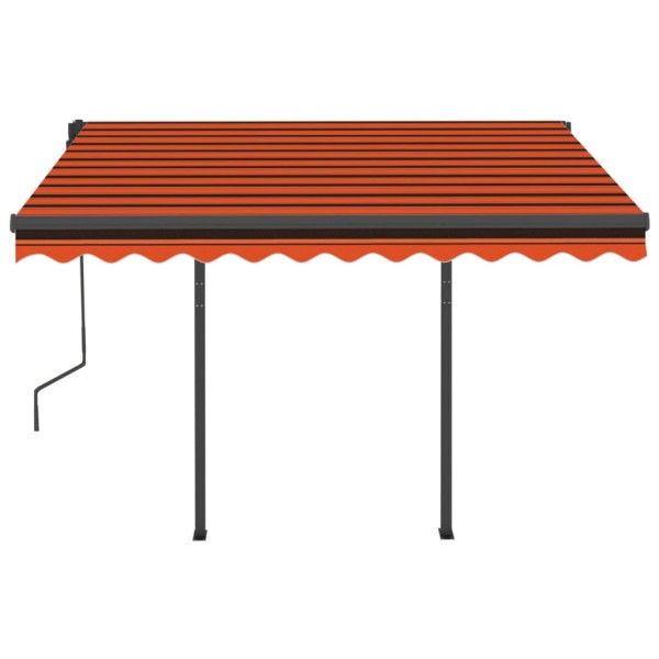 Toldo manual retráctil con LED naranja y marrón 3x2,5 m
