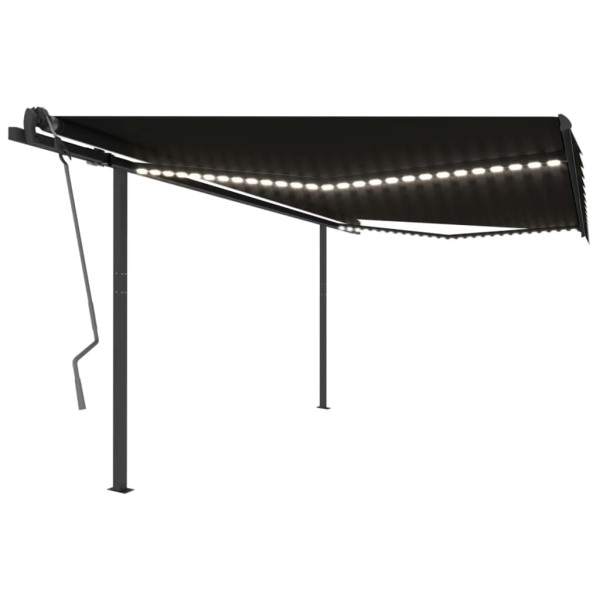 Toldo automático con LED sensor de viento gris antracita 4x3,5m Toldo automático con LED sensor de viento gris antracita 4x3,5m