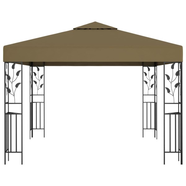 Carpa cenador de jardín con tira de luz LED 3x3m taupé 180 g/m² Carpa cenador de jardín con tira de luz LED 3x3m taupé 180 g/m²