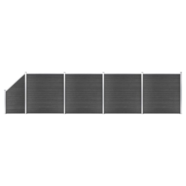 Set de paneles de valla WPC negro 792x(105-186) cm Set de paneles de valla WPC negro 792x(105-186) cm