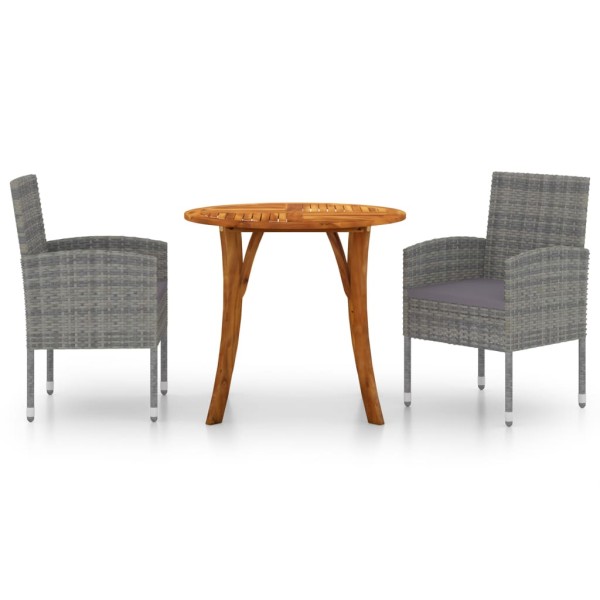 Juego de comedor para jardín 3 piezas gris antracita Juego de comedor para jardín 3 piezas gris antracita