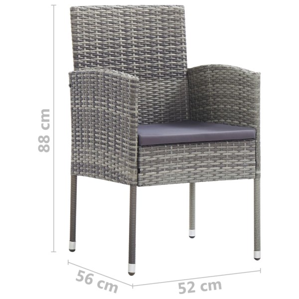 Juego de comedor para jardín 3 piezas gris antracita Juego de comedor para jardín 3 piezas gris antracita
