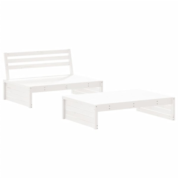 Juego de muebles de jardín 2 piezas madera maciza pino blanco Juego de muebles de jardín 2 piezas madera maciza pino blanco