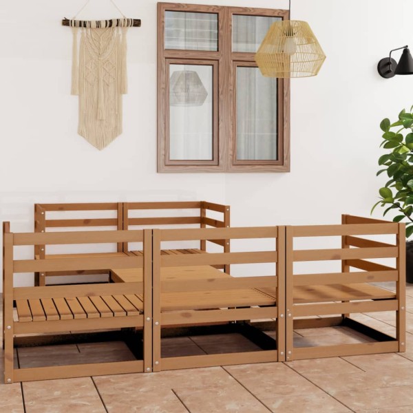 Muebles de jardín 6 piezas marrón miel madera madera de pino Muebles de jardín 6 piezas marrón miel madera madera de pino