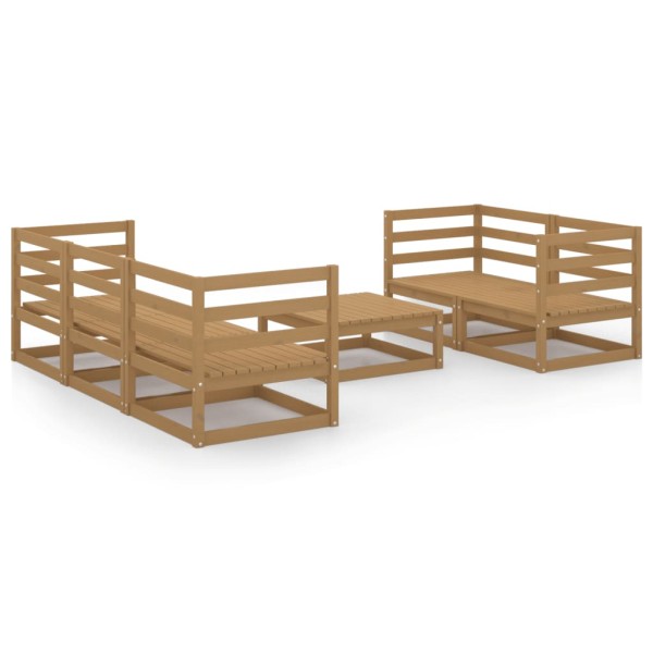 Muebles de jardín 6 piezas marrón miel madera madera de pino Muebles de jardín 6 piezas marrón miel madera madera de pino