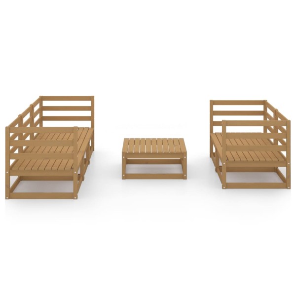 Muebles de jardín 6 piezas marrón miel madera madera de pino Muebles de jardín 6 piezas marrón miel madera madera de pino