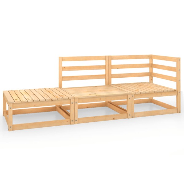 Juego de salón de jardín 3 piezas madera maciza de pino