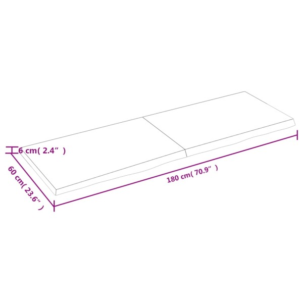 Tablero mesa madera roble tratada marrón claro 180x60x(2-6) cm Tablero mesa madera roble tratada marrón claro 180x60x(2-6) cm