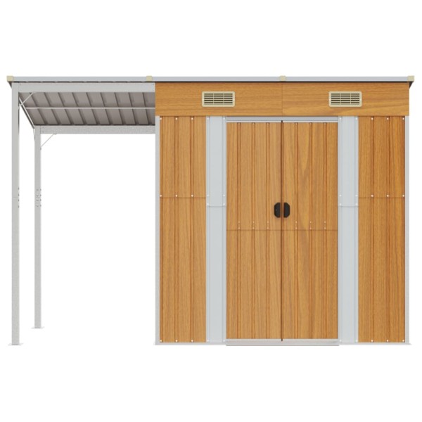 Cobertizo con tejado largo acero marrón claro 277x110,5x181 cm Cobertizo con tejado largo acero marrón claro 277x110,5x181 cm