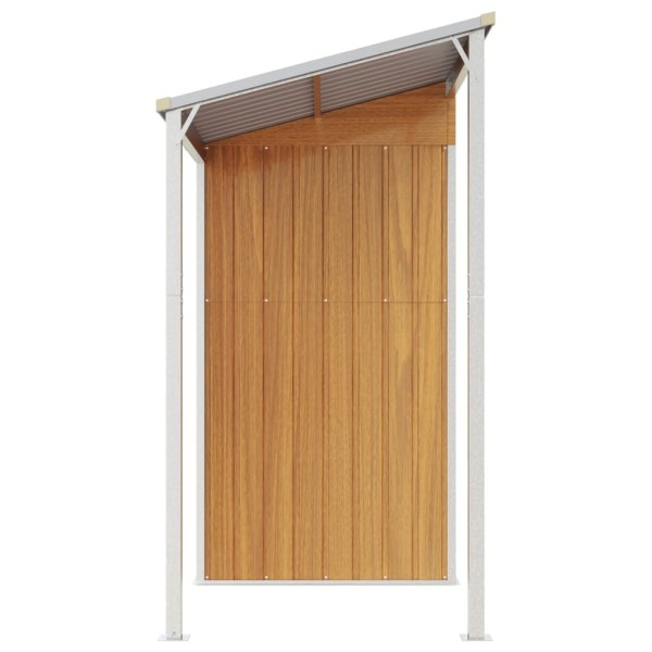 Cobertizo con tejado largo acero marrón claro 277x110,5x181 cm Cobertizo con tejado largo acero marrón claro 277x110,5x181 cm