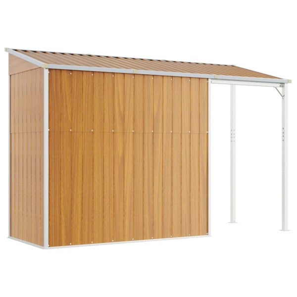 Cobertizo con tejado largo acero marrón claro 277x110,5x181 cm Cobertizo con tejado largo acero marrón claro 277x110,5x181 cm