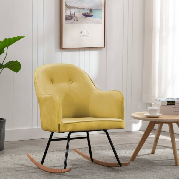 Silla mecedora de terciopelo amarillo mostaza Silla mecedora de terciopelo amarillo mostaza