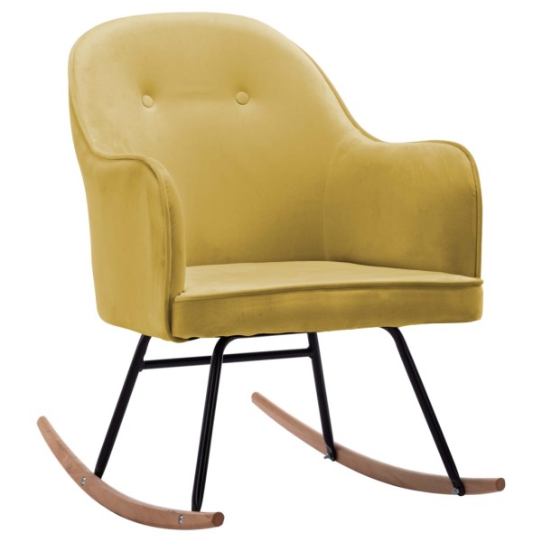 Silla mecedora de terciopelo amarillo mostaza Silla mecedora de terciopelo amarillo mostaza