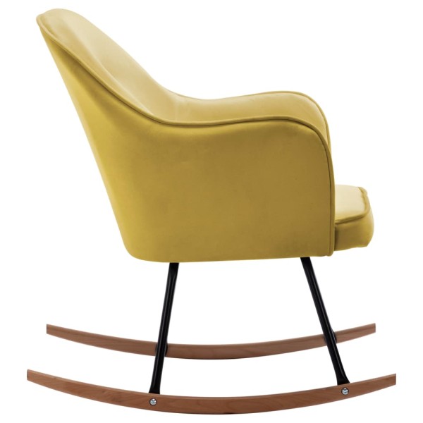 Silla mecedora de terciopelo amarillo mostaza Silla mecedora de terciopelo amarillo mostaza