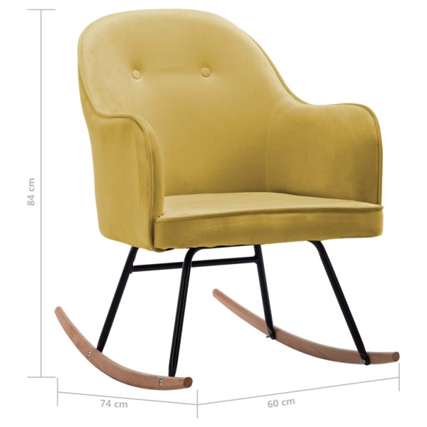 Silla mecedora de terciopelo amarillo mostaza Silla mecedora de terciopelo amarillo mostaza