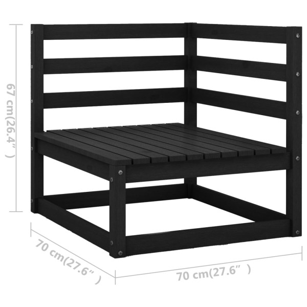 Set de muebles de jardín 7 pzas con cojines madera pino negro Set de muebles de jardín 7 pzas con cojines madera pino negro