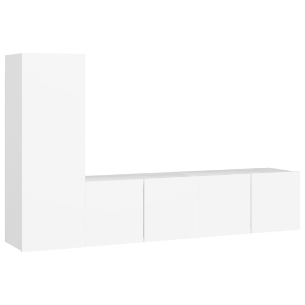 Set de muebles de salón TV 3 piezas madera de ingeniería blanco Set de muebles de salón TV 3 piezas madera de ingeniería blanco