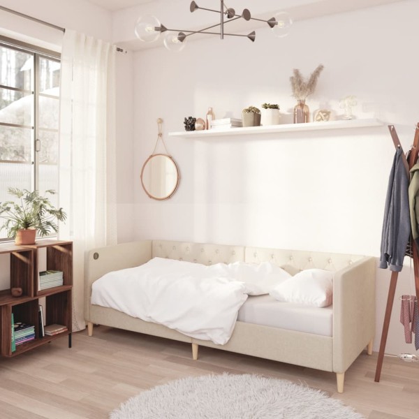 Sofá cama con colchón USB de tela crema 90x200 cm Sofá cama con colchón USB de tela crema 90x200 cm