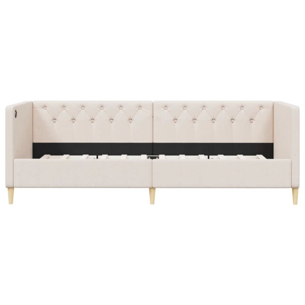 Sofá cama con colchón USB de tela crema 90x200 cm Sofá cama con colchón USB de tela crema 90x200 cm