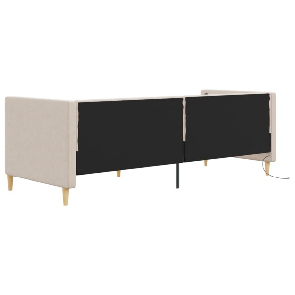 Sofá cama con colchón USB de tela crema 90x200 cm Sofá cama con colchón USB de tela crema 90x200 cm