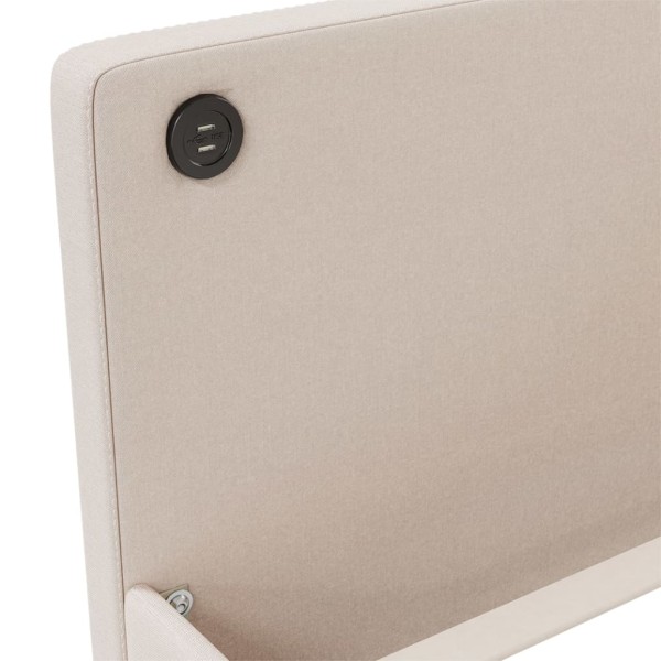 Sofá cama con colchón USB de tela crema 90x200 cm Sofá cama con colchón USB de tela crema 90x200 cm