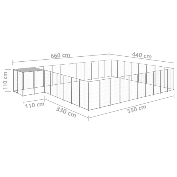 Perrera plateada 25,41 m² acero Perrera plateada 25,41 m² acero