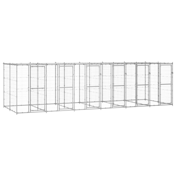 Perrera de exterior de acero galvanizado con techo 14,52 m² Perrera de exterior de acero galvanizado con techo 14,52 m²