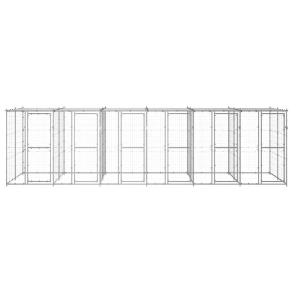 Perrera de exterior de acero galvanizado con techo 14,52 m² Perrera de exterior de acero galvanizado con techo 14,52 m²