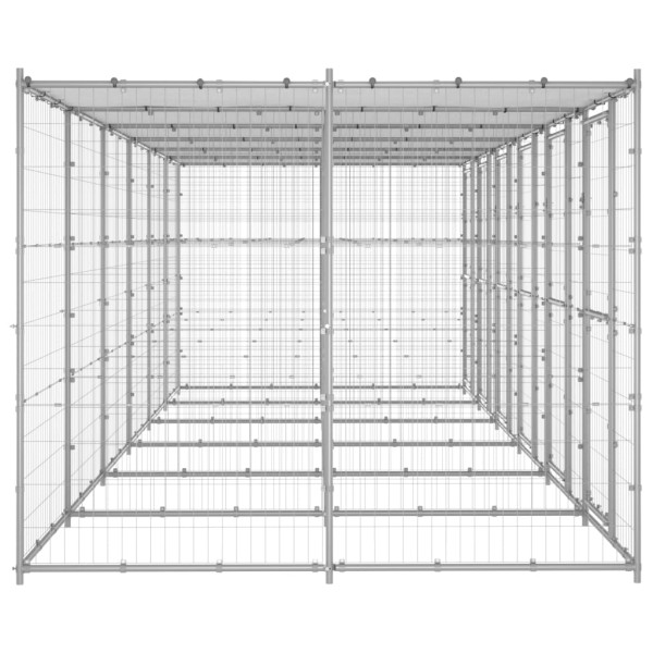 Perrera de exterior de acero galvanizado con techo 14,52 m² Perrera de exterior de acero galvanizado con techo 14,52 m²