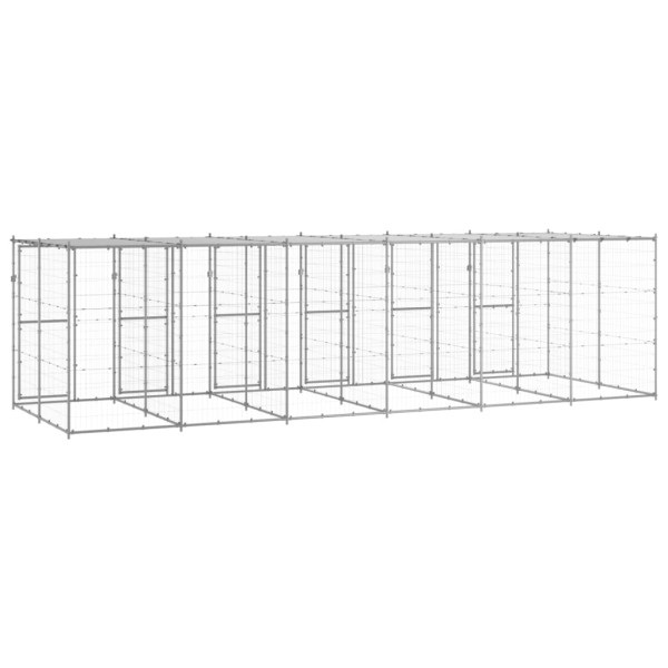 Perrera de exterior de acero galvanizado con techo 14,52 m² Perrera de exterior de acero galvanizado con techo 14,52 m²