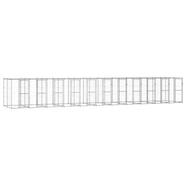 Perrera de exterior de acero galvanizado con techo 26,62 m² Perrera de exterior de acero galvanizado con techo 26,62 m²
