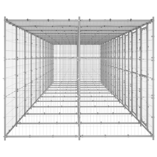 Perrera de exterior de acero galvanizado con techo 26,62 m² Perrera de exterior de acero galvanizado con techo 26,62 m²