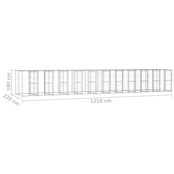 Perrera de exterior de acero galvanizado con techo 26,62 m² Perrera de exterior de acero galvanizado con techo 26,62 m²