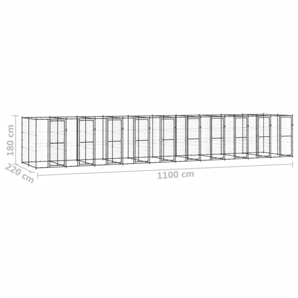 Perrera de exterior de acero 24,2 m²