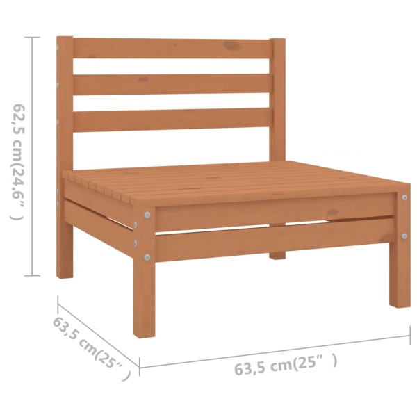 Juego muebles de jardín 9 pzas madera maciza pino marrón miel Juego muebles de jardín 9 pzas madera maciza pino marrón miel