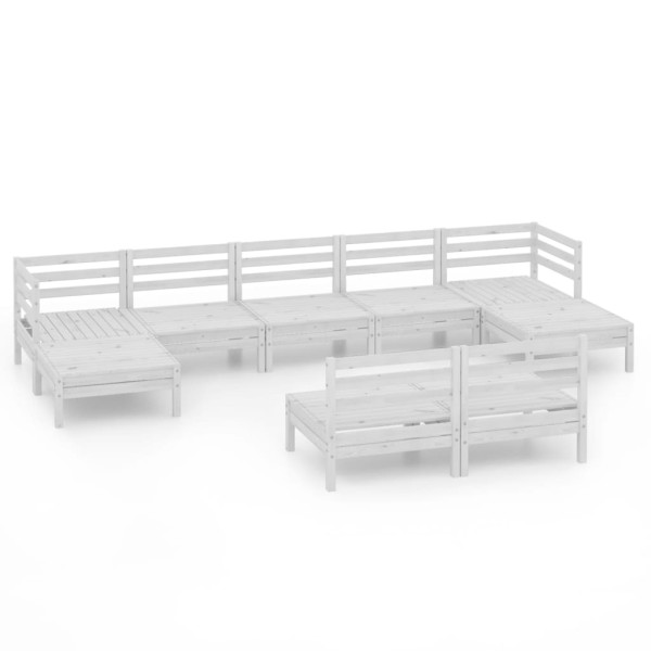 Juego de muebles de jardín 9 pzas madera maciza de pino blanco Juego de muebles de jardín 9 pzas madera maciza de pino blanco