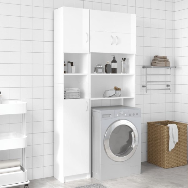 Armario baño madera contrachapada blanco brillo 32x25,5x190 cm Armario baño madera contrachapada blanco brillo 32x25,5x190 cm