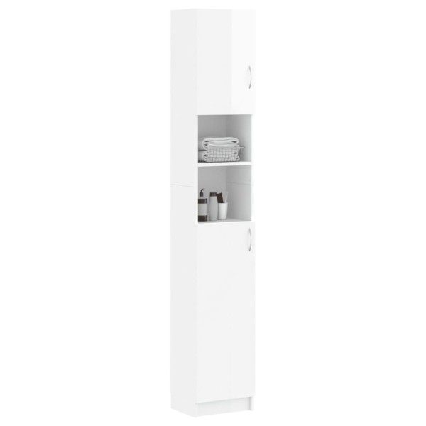 Armario baño madera contrachapada blanco brillo 32x25,5x190 cm Armario baño madera contrachapada blanco brillo 32x25,5x190 cm