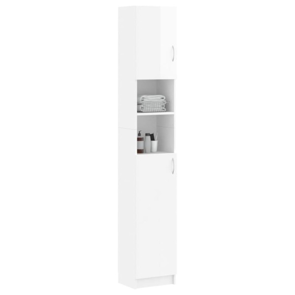 Armario baño madera contrachapada blanco brillo 32x25,5x190 cm Armario baño madera contrachapada blanco brillo 32x25,5x190 cm
