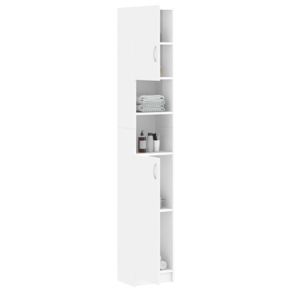 Armario baño madera contrachapada blanco brillo 32x25,5x190 cm Armario baño madera contrachapada blanco brillo 32x25,5x190 cm