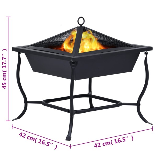 Brasero de acero negro 42x42x45 cm Brasero de acero negro 42x42x45 cm