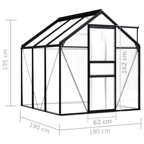 Invernadero de aluminio gris antracita 3,61 m² Invernadero de aluminio gris antracita 3,61 m²