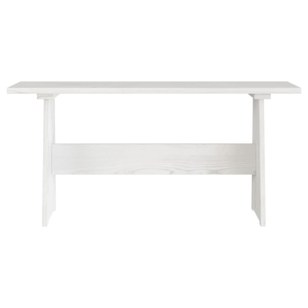 Mesa de comedor con banco de madera maciza de pino blanca Mesa de comedor con banco de madera maciza de pino blanca